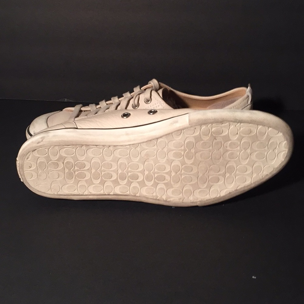 COACH MEN’S LEATHER SNEAKERS, OFF WHITE, SZ-10 - Picture 5 of 6